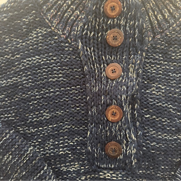 Anthropologie Marled Henley Sweater in Navy Blue - Picture 7 of 13